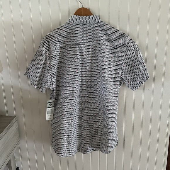 New! Geometrix Short Sleeves Flamingo 🦩 Print Button Down Shirt sz Large - Picture 9 of 11